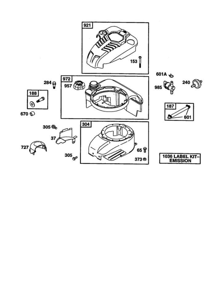 Fuel Tank Diagram and Parts List for 121600  Briggs and Stratton Engine